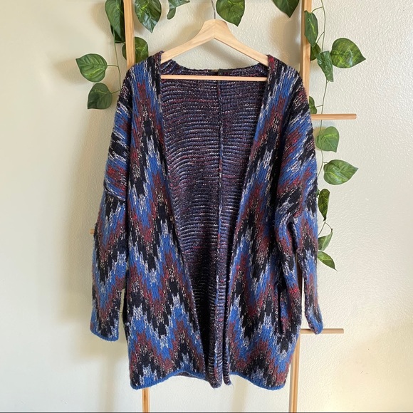 MAJE knitwear intarsia-knit zig zag cardigan coat - Picture 4 of 11